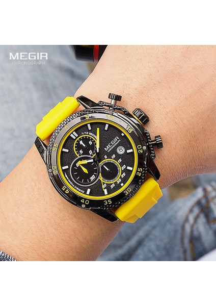 Kırmızı Megır Izle Erkekler Için Moda Silikon Kayış Chronograph Kuvars Saatı Otomatik Tarih Aydınlık Eller 3ATM Su Geçirmez 2211 (Yurt Dışından) indirimleri