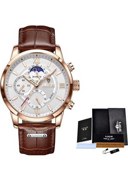 Gül Altın Beyaz Montre Homme Lıge Chronograph Marka Izle Adam Spor Su Geçirmez Erkekler Için Saatler Lüks Kuvars Kol Saati Saat Erkek Hediye Fikirleri (Yurt Dışından)
