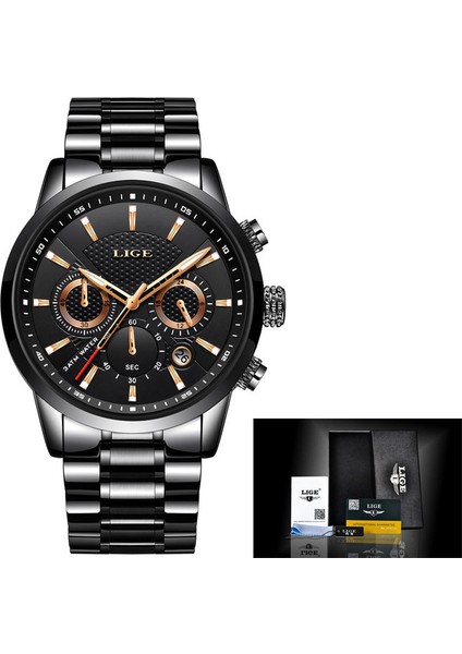 Tamamen Siyah S Yeni Saatler Chronograph Orijinal Marka Erkekler Için Saat Lüks Spor Su Geçirmez Kuvars Saat Paslanmaz Çelik Otomatik Tarih Reloj Hombre (Yurt Dışından)