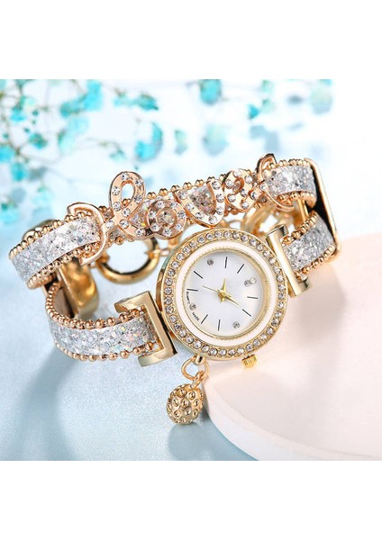 Siyah Kadın Bilezik Saatler Rhinestone Kuvars Kol Saati Lüks Moda Bayanlar Deri Kayış Bilek Saatleri (Yurt Dışından) modelleri