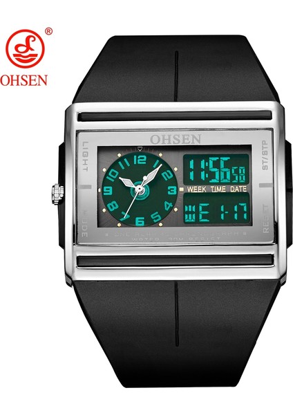 Siyah Beyaz Üst Satış Ohsen Dijital Kuvars Moda Siyah Erkek Kol Saati 30 M Su Geçirmez Lastik Bant LCD Spor Erkek Hediye Saatler Orologio Uomo (Yurt Dışından) fırsatları
