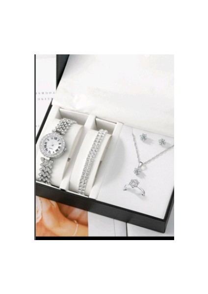 4741 5 Adet Kadın Saatler Set Yeni Gül Altın Yeşil Bayanlar Bilezik Izle Kol Saati Bayan Kuvars Elbise Saat Bayanlar Feminino Reloj (Yurt Dışından)