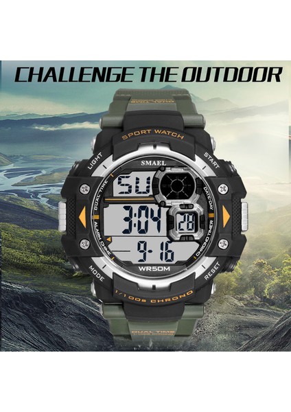 Turuncu Smael Erkekler Dijital Kol Saatleri LED Ekran Su Geçirmez Arka Işık Otomatik Tarih Çalar Saat Erkek 1379B Askeri Dijital Saatler Erkek (Yurt Dışından) fiyatları