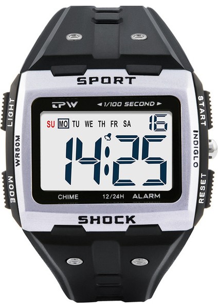 Gümüş 2 30 M Su Geçirmez Erkekler Spor Dijital Saatler Açık LED Elektronik Saat Erkekler Için Büyük Numara Arama Spor Kol Saati Dropshipping (Yurt Dışından)