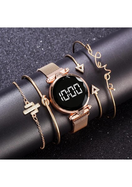 5 Adet Siyah 5 Adet/takım Lüks Kadın Bilezik Izle Bayanlar Altın Dijital LED Kuvars Kol Saati Kadın Spor Saat Kadın Relogio Feminino 2021 (Yurt Dışından) modelleri