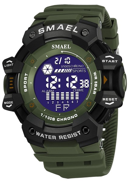 Armygreen Smael Dijital Saat Erkekler Için Spor Saatler Elektronik LED Erkek Kol Saati Öğrenci Geri Sayım Kronometre Açık Hava Spor Saati Erkek (Yurt Dışından)