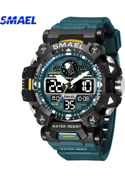 Haki Smael Spor Saatler Erkekler Için Askeri Spor Elektroniği Kuvars Kol Saati Çift Ekran Su Geçirmez LED Işık Dijital Saat 8078 (Yurt Dışından) fiyatları