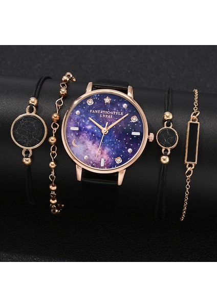 Pembe 5 Adet Set Lvpai Marka 5 Adet Yeni Moda Bilezik Saat Seti Kadınlar Bayanlar Kol Saati Kristal Saatler Bayanlar Relogio Feminino Reloj Mujer (Yurt Dışından)