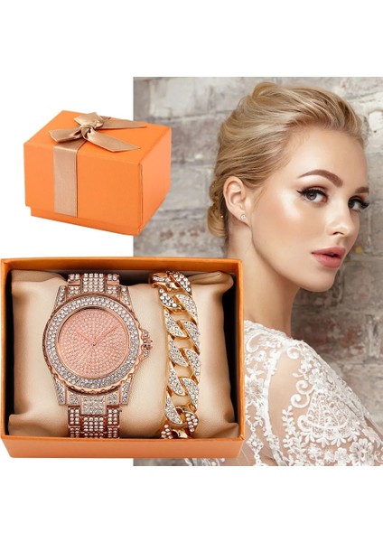 Izle Hediye Seti 06 Gül Altın Lüks Kristal Kadın Bilezik Saatler Hediye Seti Kadın Kuvars Saatı Moda Rahat Izle Montre Femme (Yurt Dışından) modelleri