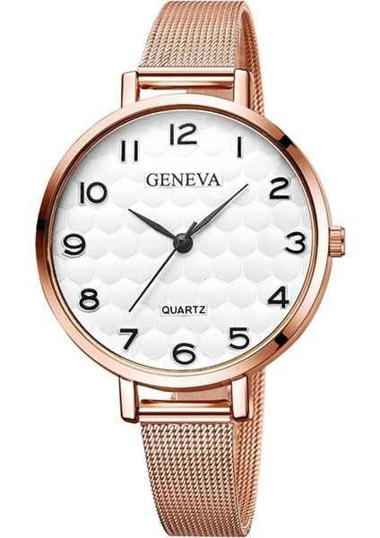 Gül Beyaz Zarif Moda Gül Altın Saat Kadın Erkek Lüks Paslanmaz Çelik Bilezik Izle Rahat Iş Cenevre Saat Reloj Mujer Hombre (Yurt Dışından) fiyatları