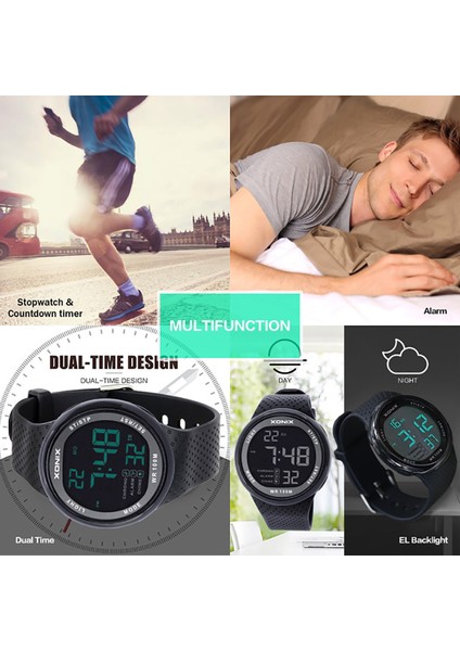 Bir Hareketi Yükseltme Profesyonel Dalış Izle Erkekler 100 M Su Geçirmez Kronograf Geri Sayım Dijital Saat Spor Kol Saati Reloj Hombre (Yurt Dışından) fırsatları