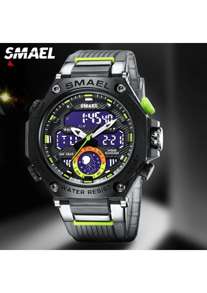 Siyah Smael Elektronik Izle Erkekler Için Moda Çift Zamanlı Ekran Dijital Kol Saati Otomatik Tarih Kronograf Kuvars LED Saatler 8069 (Yurt Dışından) fırsatları