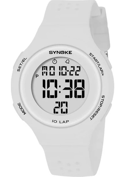 Beyaz Synoke Ince Dijital Saat Unisex Yüzme 50 M Su Geçirmez Spor Saatler Erkek Kadın Elektronik Saat Kol Saati Relojes Hombre (Yurt Dışından)