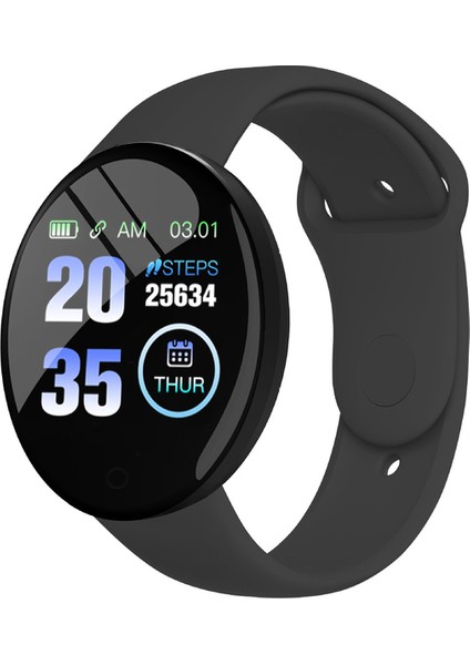 Siyah 1 Akıllı Izle Erkekler Kadınlar Için Çocuklar Macaron Renk Yuvarlak Dokunmatik Ekran Saati Spor Spor Izci Çağrı Itme Dijital Bilek Saatler (Yurt Dışından)