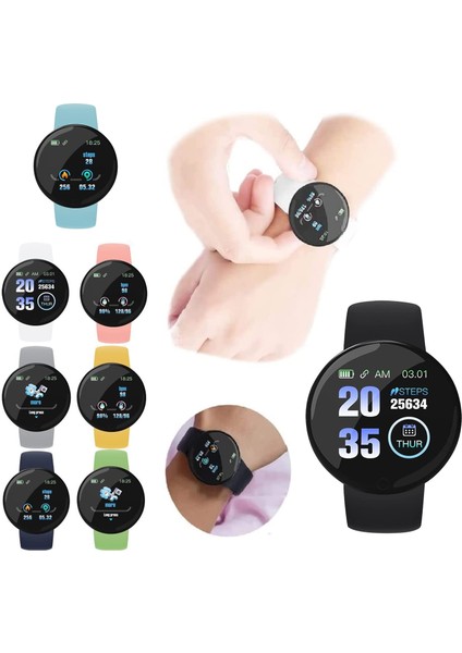 Siyah 1 Akıllı Izle Erkekler Kadınlar Için Çocuklar Macaron Renk Yuvarlak Dokunmatik Ekran Saati Spor Spor Izci Çağrı Itme Dijital Bilek Saatler (Yurt Dışından) indirimleri