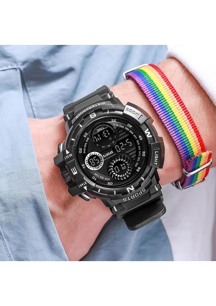 Siyah Moda Piyade Spor Elektronik Izle Yeni LED Su Geçirmez G Aydınlık Şok El Saati Erkekler Kadınlar Için Dijital Maliyet Kol Saati (Yurt Dışından)