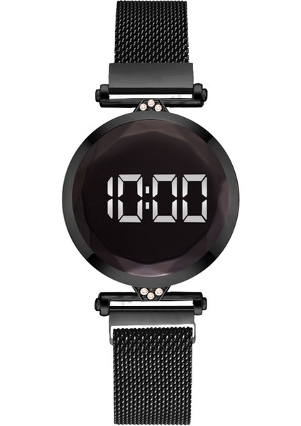 1 Adet Siyah 5 Adet Set Bilezik Izle Kadınlar Lüks Dijital Mıknatıs Gül Altın Paslanmaz Çelik LED Kuvars Saatler Relogio Feminino Dropshipping (Yurt Dışından)
