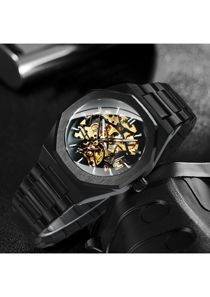 Altın Sıyah Forsining Mekanik Erkek Saatler Moda Otomatik Erkek Saat Paslanmaz Çelik Iş Kentsel Izle Erkek Kol Saati Yeni (Yurt Dışından) fırsatları