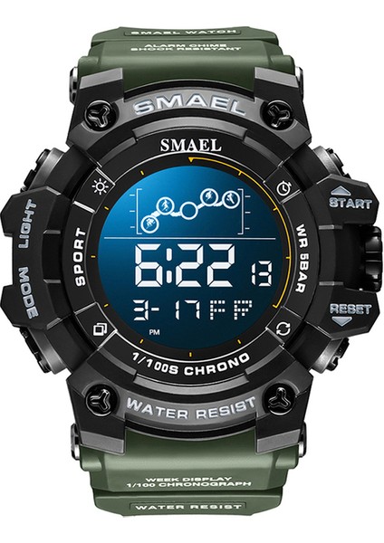 Armygreen Smael Dijital Saat LED Çalar Saat Askeri Saatler Büyük Arama Dijital Kol Saatleri 8082 Erkekler Için Spor Saatler (Yurt Dışından)