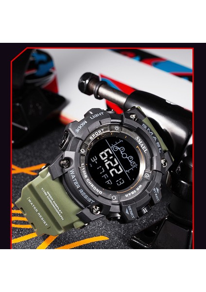 Armygreen Smael Dijital Saat LED Çalar Saat Askeri Saatler Büyük Arama Dijital Kol Saatleri 8082 Erkekler Için Spor Saatler (Yurt Dışından)