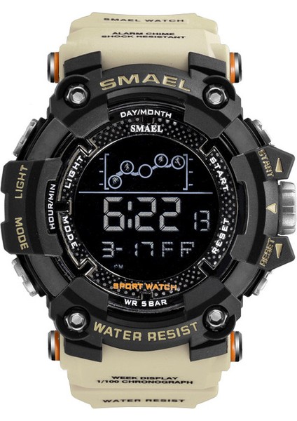 Kahkı Dijital Saat Yüzme 50 M Su Geçirmez Smael LED Saatler Dijital Zamanlama Hafta Ekran Çalar Saat 1802 Erkek Saatler Spor Relogio (Yurt Dışından)