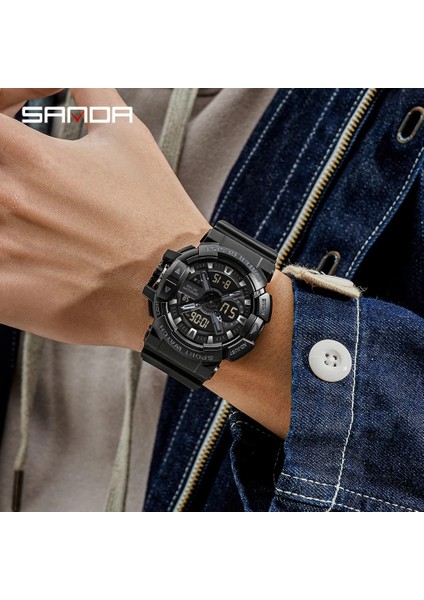 Siyah Beyaz Siyah Sanda Yeni Erkek Saatleri Çift Ekran Spor Askeri 50 M Su Geçirmez Dijital Izle Kuvars Kol Saati Saat Relogio Masculino 3128 (Yurt Dışından) fırsatları
