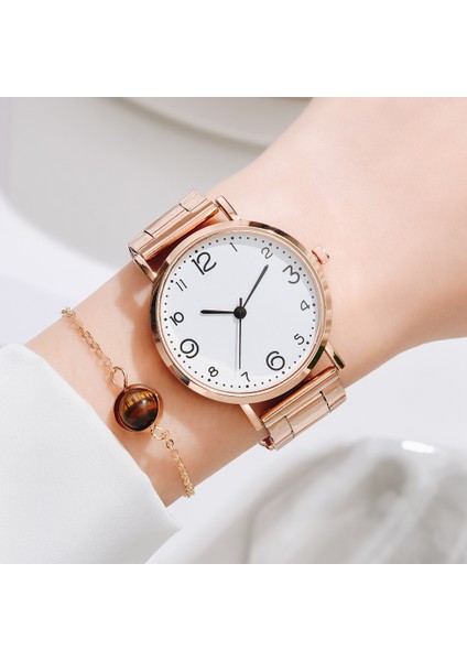 Gül Altın Kahve Seti 2 Adet Set Lüks Bilezik Saatler Kadınlar Için Set Lady Moda Bileklik Kuvars Saat Bayanlar Bilek Izle Büyük Kadran Zegarek Damski (Yurt Dışından) fiyatları