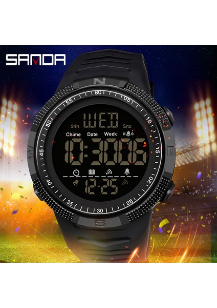 Siyah Beyaz Sanda 6014 Dijital Saat Erkekler 50 M Su Geçirmez Spor Saatler Ordu Askeri LED Işık Kronometre Saat Elektronik Reloj Hombre (Yurt Dışından) indirimleri