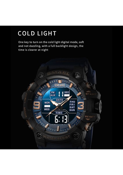 Kırmızı Kuvars Saatler Spor Dijital 50 M Su Geçirmez Saat Alarmı Otomatik Tarih Hafta Ekran LED Kol Saatleri 8049 Erkekler Izle Dijital Ikili Zaman (Yurt Dışından) indirimleri