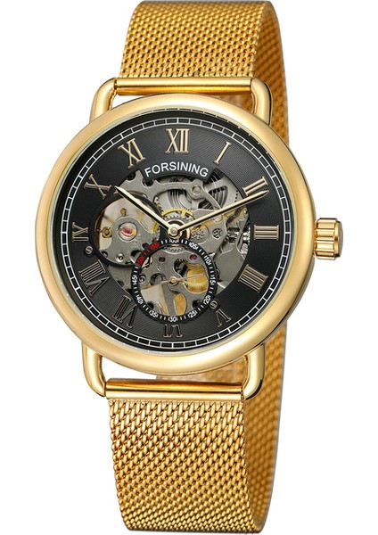 Forsınıng Erkek Saati Içi Boş Çift Küçük Daire Roma Ölçekli Mekanik Saat Dairesel Örgü Çelik Kayış Kol Saati Gümüş Saat (Yurt Dışından)