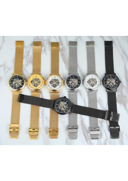 Forsınıng Erkek Saati Içi Boş Çift Küçük Daire Roma Ölçekli Mekanik Saat Dairesel Örgü Çelik Kayış Kol Saati Gümüş Saat (Yurt Dışından) fırsatları