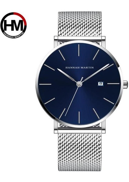151L-WYY Klasik Bauhaus Tasarım Erkekler Izle Koyu Mavi Japonya Kuvars Su Geçirmez Paslanmaz Çelik Moda Iş Takvimi Ultra Ince Saatler (Yurt Dışından)