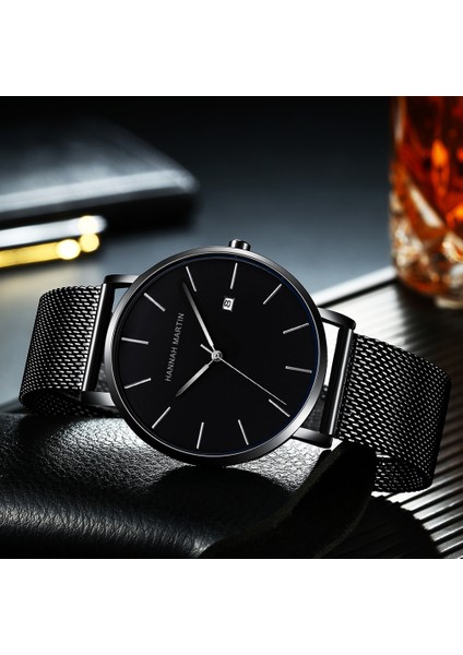 151L-WYY Klasik Bauhaus Tasarım Erkekler Izle Koyu Mavi Japonya Kuvars Su Geçirmez Paslanmaz Çelik Moda Iş Takvimi Ultra Ince Saatler (Yurt Dışından)