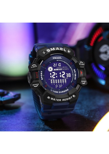 Kırmızı Beyaz Smael Yaratıcı Spor Saatler Erkekler LED Ekran Elektronik Saat Moda Gençlik Geri Sayım Kronometre Dijital Kol Saati Erkek (Yurt Dışından) fırsatları