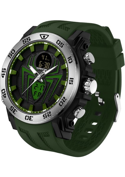 Armygreen Sanda Erkek Saatler Spor Askeri Quartz Saat 50 M Su Geçirmez Kol Saati Erkek Saat Kronometre Relogios Masculino 6111 (Yurt Dışından)