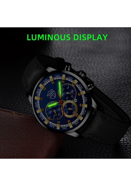 E Izle Erkekler Için Erkek Saati Moda Erkek Iş Deri Takvim Izle Erkek Sahte Üç Göz Aydınlık Kuvars Popüler Izle Erkekler Için (Yurt Dışından) fırsatları