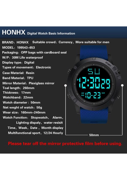 Mavi Moda Erkek LED Dijital Saat Açık Çok Fonksiyonlu Erkek Kadın Gençler Öğrenciler G Spor Şok Elektronik Kol Saati (Yurt Dışından) modelleri