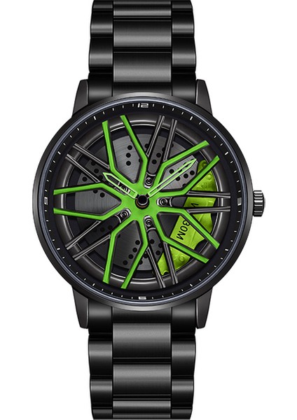 Çelik Siyah Yeşil [360° Dönen] Sanda 2023FASHION Yeni Amiral Gemisi Erkekler Kuvars Izle Benzersiz Yarış Öfkeli Dönen Tekerlek Kol Saati Hediyeler 1107 (Yurt Dışından)
