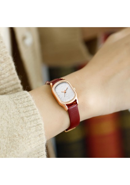 XR4511-RD-RG Moda Kadın Deri Izle Basit Kuvars Twatch Zarif Kadın Küçük Gül Altın Kadran Bilezik Izle Kadın Reloj Mujer Saat (Yurt Dışından)