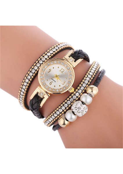 Siyah Relogio Bilezik Saatler Kadın Wrap Etrafında Moda Bilezik Moda Elbise Bayanlar Kadının Kol Saati Relojes Mujer Saat Hediye Için (Yurt Dışından)
