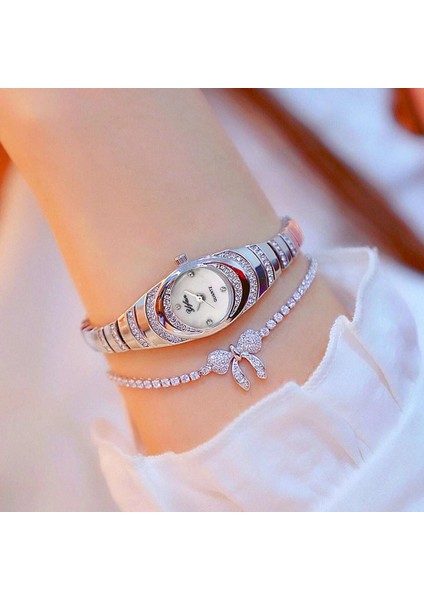 2 Adet Set Izle Moda Taklidi Saatler Kadınlar Lüks Marka Paslanmaz Çelik Bilezik Saatler Bayanlar Kuvars Elbise Saatler Reloj Mujer Saat (Yurt Dışından)