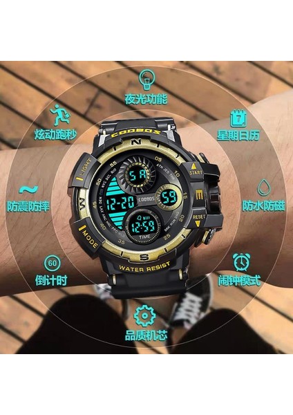 Mavi Marka Siyah Dijital Saat Erkekler Kadınlar Için Spor Su Geçirmez Açık Kronograf El Saati G Piyade Şok Öğrenci Kol Saati (Yurt Dışından) fırsatları
