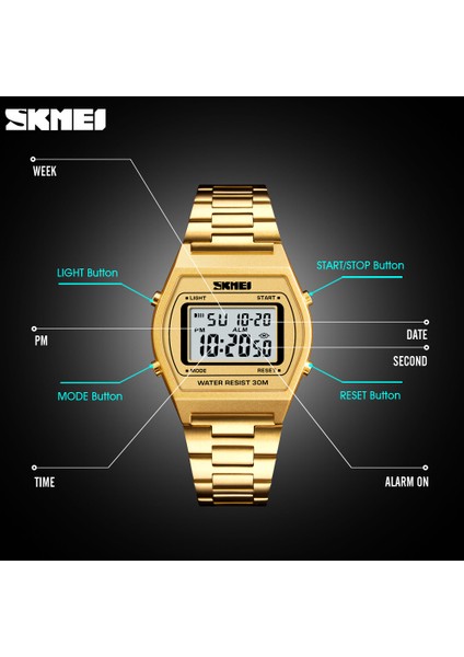 Altın Saat Skmeı Marka Lüks Erkek Saati Açık Chrono Sport 12/24 Saat LED Elektronik Su Geçirmez Erkek Kol Saati Relogio Masculino (Yurt Dışından) indirimleri