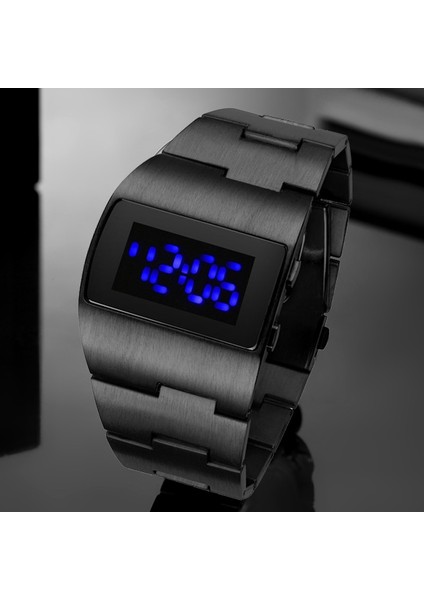 Altın Kırmızı Moda LED Dijital Saat Erkekler Askeri Spor Saatler Siyah Paslanmaz Çelik Büyük Bilek Çok Fonksiyonlu Elektronik Saatı Erkekler (Yurt Dışından)