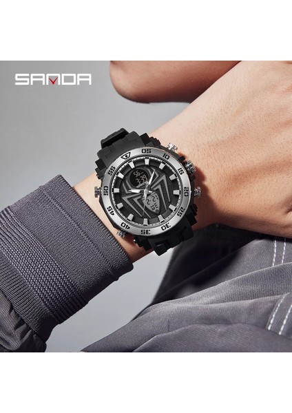 Armygreen Sanda Erkek Saatler Spor Askeri Quartz Saat 50 M Su Geçirmez Kol Saati Erkek Saat Kronometre Relogios Masculino 6111 (Yurt Dışından) indirimleri