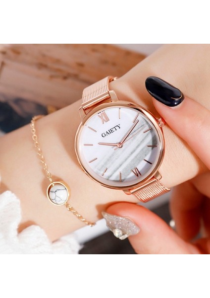 Beyaz Yeşil Bilezik Gaiety Lüks 2 Pcs Set Izle Kadınlar Gül Altın Su Matkap Bilezik Izle Takı Bayanlar Kadın Saat Rahat Kuvars Saatı (Yurt Dışından)