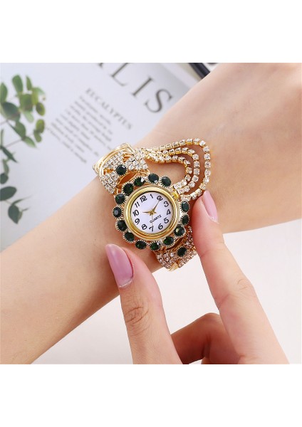 Pembe Renkli Lüks Bilezik Saatler Kadınlar Için Rhinestones ile Kristal Analog Bayanlar Kuvars Saatı Bayanlar Elbise Hediyelik Saat (Yurt Dışından) indirimleri