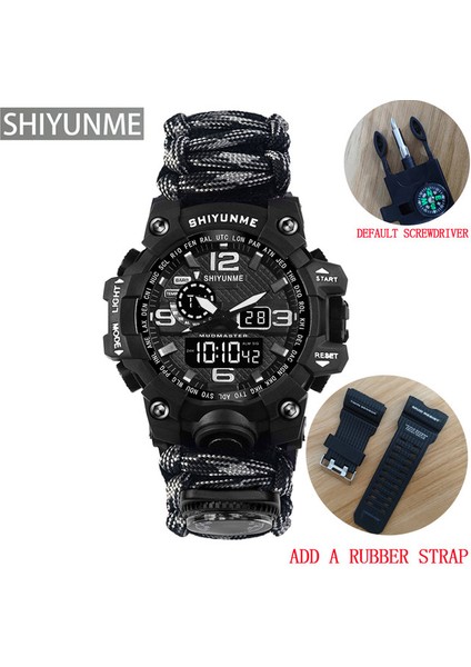 Gri Kayış ile Açık Hayatta Kalma Izle Çok Fonksiyonlu Su Geçirmez Askeri Taktik Paracord Izle Bilezik Kamp Yürüyüş Acil Durum Dişlisi (Yurt Dışından)