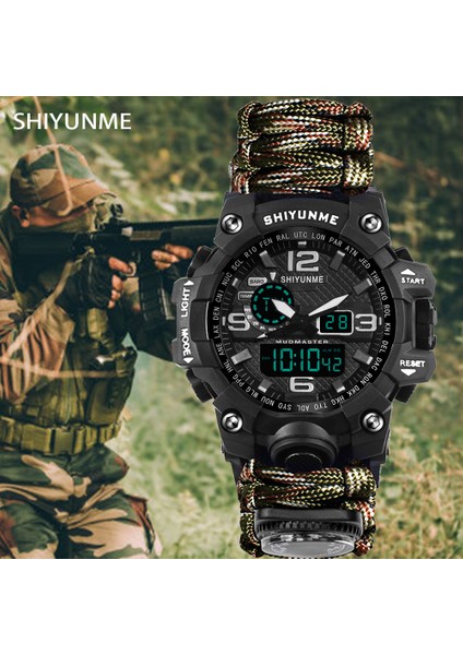 Gri Kayış ile Açık Hayatta Kalma Izle Çok Fonksiyonlu Su Geçirmez Askeri Taktik Paracord Izle Bilezik Kamp Yürüyüş Acil Durum Dişlisi (Yurt Dışından)