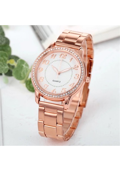 D Bayanlar Lüks Elmas Kuvars Kol Saatleri Moda ve Asil Altın Bayan Saati Yuvarlak Bilezik Saat Montre Femme # S30 (Yurt Dışından)